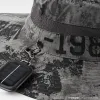 Grey and black camouflage knitted fisherman's hat with solar fans on both sides, outdoor Application Scenario